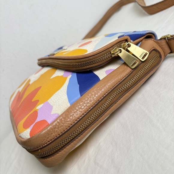 Fossil Preston Crossbody Bag Abstract Floral Crossbody Canvas Bag - Picture 7 of 16